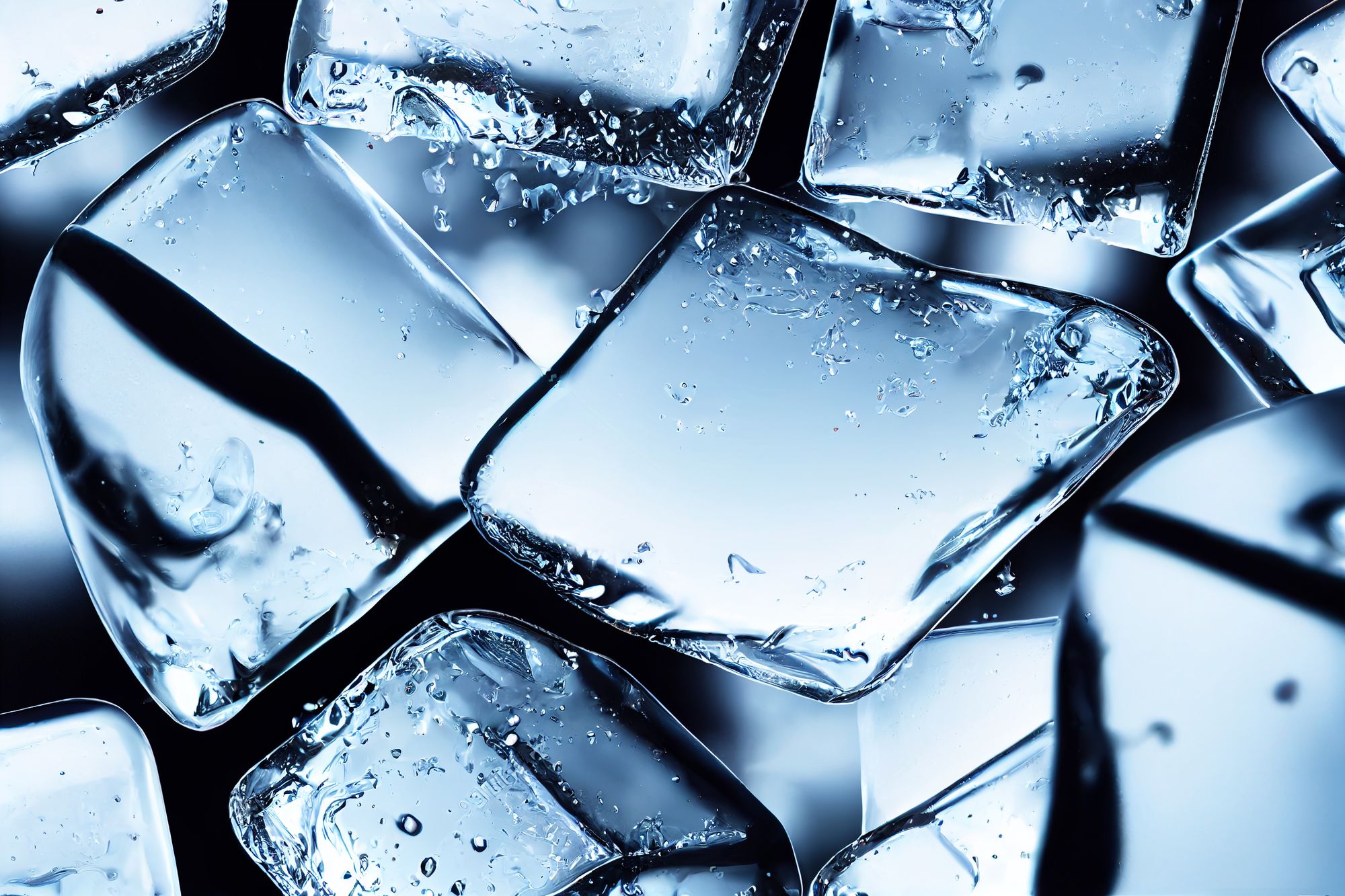 Close-up of clear square ice cubes